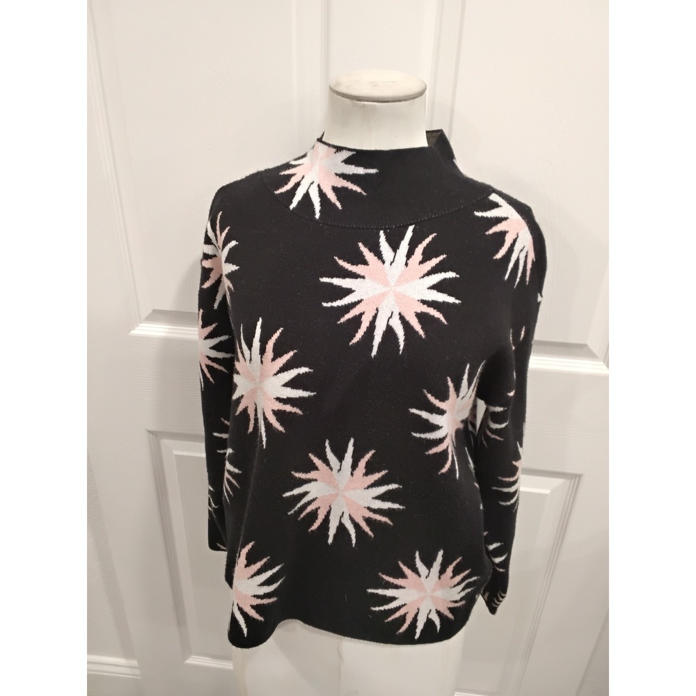 Maeve by Anthropologie Black Starburst‎ Mock Neck Sweater X-Small